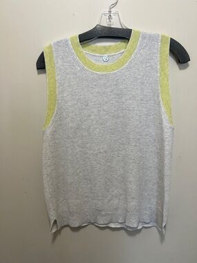 Light Gray Knit Tank with Lime Trim - Women's Sleeveless Top